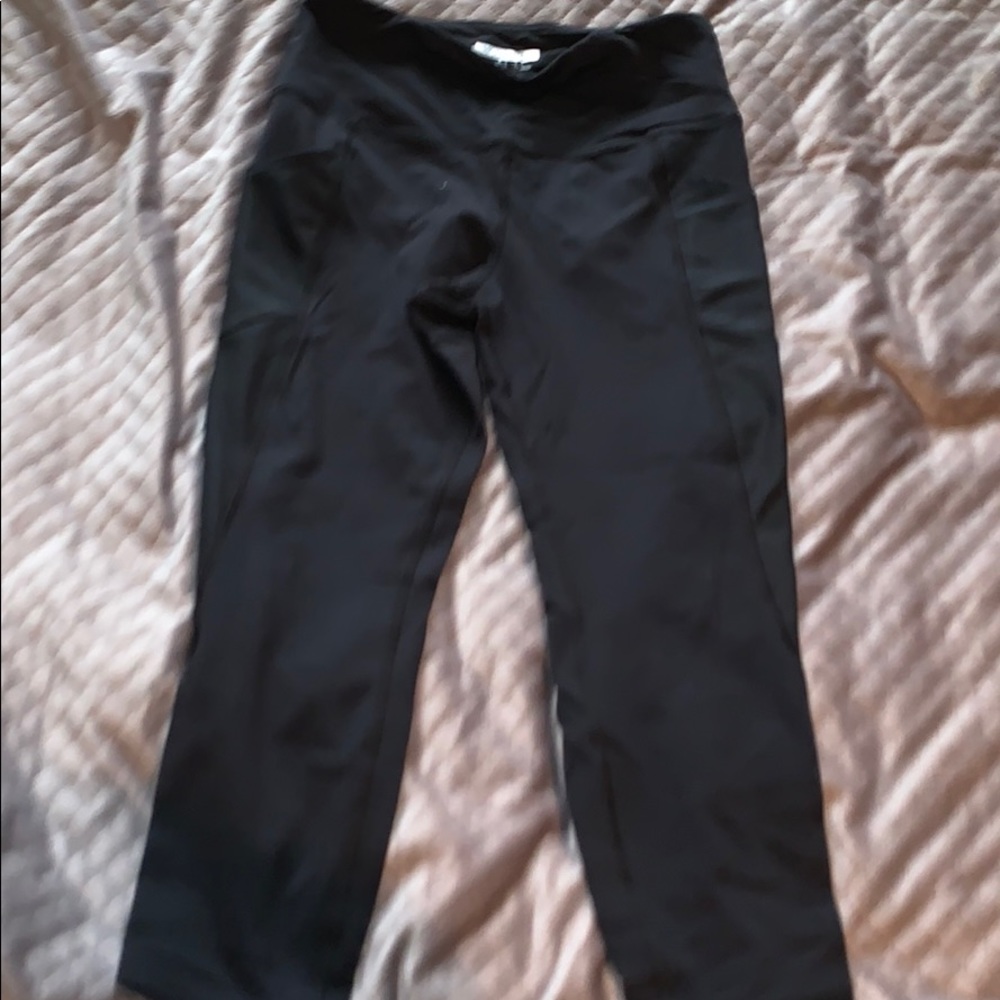 black crop leggings with mesh on side